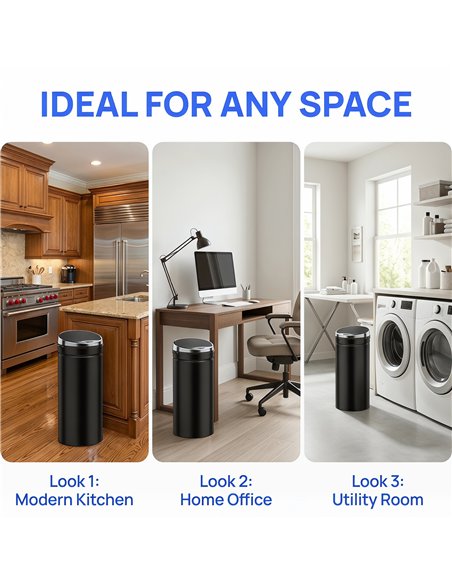 HOMCOM 50L Automatic Motion Sensor Rubbish Bin with Fingerprint Resistant, Stainless Steel, Black - pic 203640 | FastDaddyshop