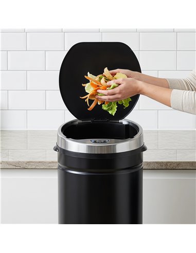 HOMCOM 50L Automatic Motion Sensor Rubbish Bin with Fingerprint Resistant, Stainless Steel, Black