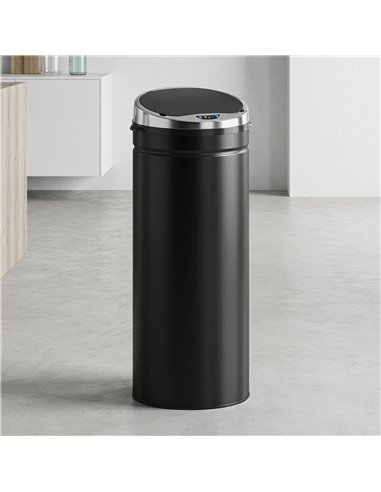 HOMCOM 50L Automatic Motion Sensor Rubbish Bin with Fingerprint Resistant, Stainless Steel, Black