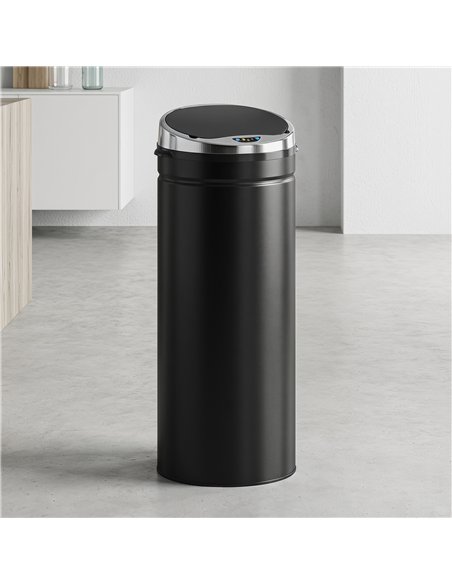 HOMCOM 50L Automatic Motion Sensor Rubbish Bin with Fingerprint Resistant, Stainless Steel, Black - pic 203642 | FastDaddyshop