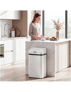 HOMCOM 48L Stainless Steel Sensor Bin - White 2