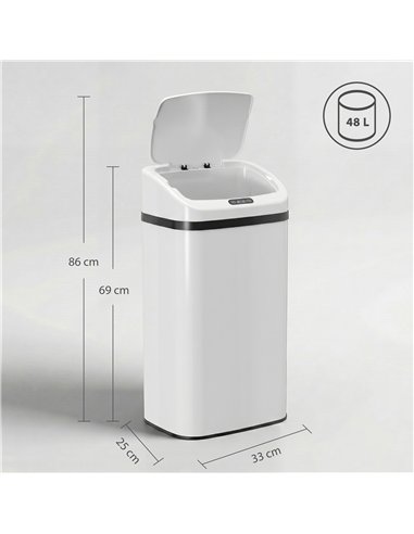HOMCOM 48L Stainless Steel Sensor Bin - White