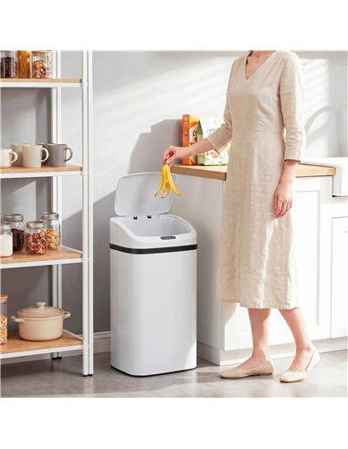 HOMCOM 48L Stainless Steel Sensor Bin - White