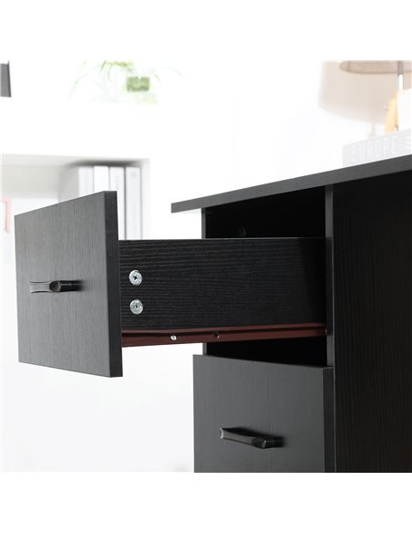 HOMCOM 120cm Computer Desk with Storage Shelves Drawers, Writing Table Study Workstation for Home Office, Black - pic 20365 | FastDaddyshop