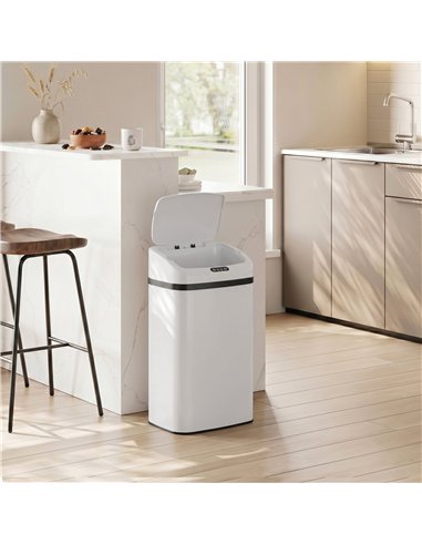 HOMCOM 48L Stainless Steel Sensor Bin - White