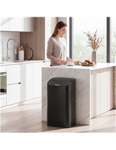 HOMCOM 48L Galvanised Steel Sensor Bin - Black 2