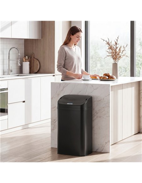 HOMCOM 48L Galvanised Steel Sensor Bin - Black - pic 203653 | FastDaddyshop