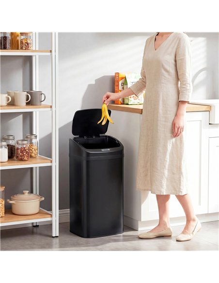 HOMCOM 48L Galvanised Steel Sensor Bin - Black - pic 203658 | FastDaddyshop