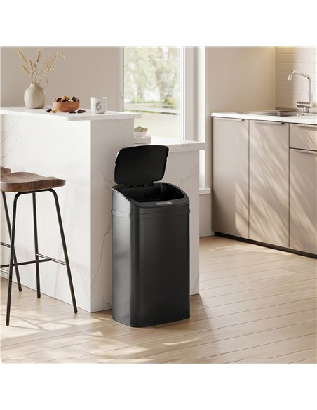 HOMCOM 48L Galvanised Steel Sensor Bin - Black - pic 203659 | FastDaddyshop