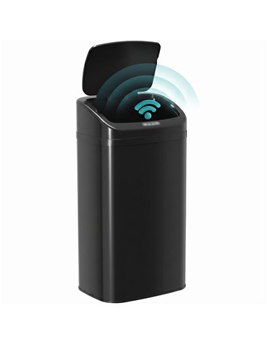 HOMCOM 48L Galvanised Steel Sensor Bin - Black