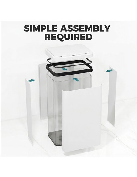 HOMCOM 50L Sensor Bin with Soft-Close Lid, Stainless Steel Automatic Touchless Motion Sensor Kitchen Bin, White - pic 203665 | FastDaddyshop