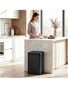 HOMCOM 40L Sensor Bin with Soft-Close Lid, Stainless Steel Automatic Touchless Motion Sensor Kitchen Bin, Black 2