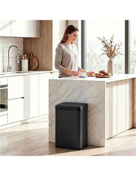 HOMCOM 40L Sensor Bin with Soft-Close Lid, Stainless Steel Automatic Touchless Motion Sensor Kitchen Bin, Black - pic 203671 | FastDaddyshop
