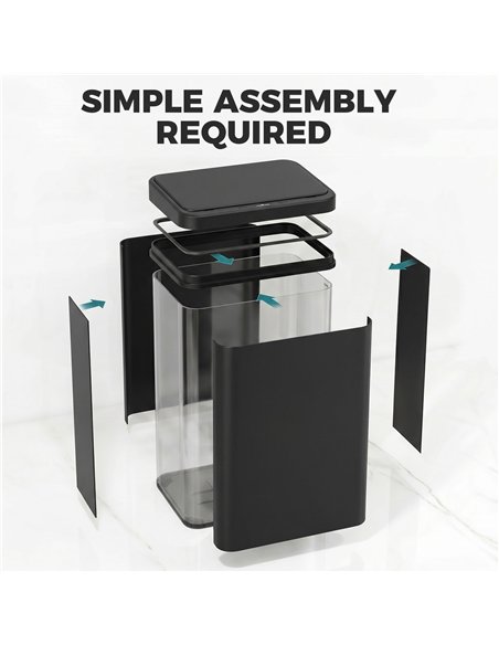 HOMCOM 40L Sensor Bin with Soft-Close Lid, Stainless Steel Automatic Touchless Motion Sensor Kitchen Bin, Black - pic 203674 | FastDaddyshop