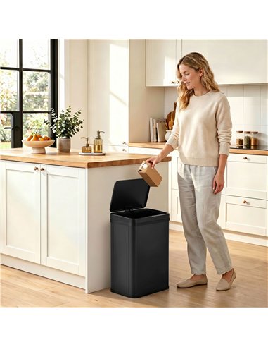 HOMCOM 40L Sensor Bin with Soft-Close Lid, Stainless Steel Automatic Touchless Motion Sensor Kitchen Bin, Black