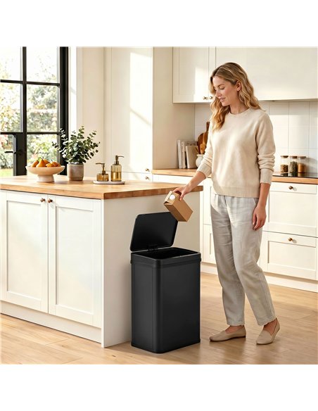 HOMCOM 40L Sensor Bin with Soft-Close Lid, Stainless Steel Automatic Touchless Motion Sensor Kitchen Bin, Black - pic 203677 | FastDaddyshop