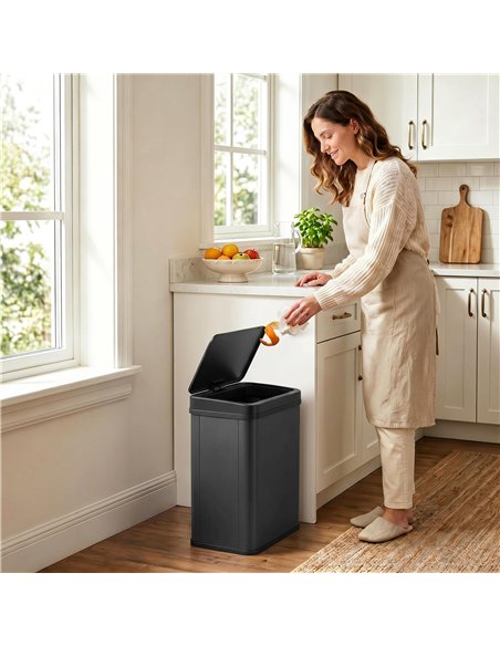 HOMCOM 40L Sensor Bin with Soft-Close Lid, Stainless Steel Automatic Touchless Motion Sensor Kitchen Bin, Black - pic 203678 | FastDaddyshop