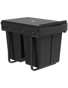 HOMCOM Pull Out Bin, Kitchen Under Sink Bin with 2 Removable Compartments, Smooth Glide, Black