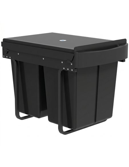 HOMCOM Pull Out Bin, Kitchen Under Sink Bin with 2 Removable Compartments, Smooth Glide, Black - pic 203679 | FastDaddyshop