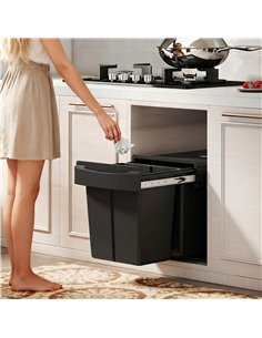 HOMCOM Pull Out Bin, Kitchen Under Sink Bin with 2 Removable Compartments, Smooth Glide, Black 2