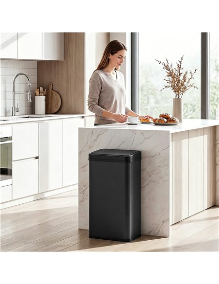 HOMCOM 50L Sensor Bin with Soft-Close Lid, Stainless Steel Automatic Touchless Motion Sensor Kitchen Bin, Black - pic 203689 | FastDaddyshop