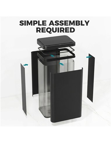 HOMCOM 50L Sensor Bin with Soft-Close Lid, Stainless Steel Automatic Touchless Motion Sensor Kitchen Bin, Black