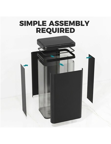 HOMCOM 50L Sensor Bin with Soft-Close Lid, Stainless Steel Automatic Touchless Motion Sensor Kitchen Bin, Black - pic 203692 | FastDaddyshop