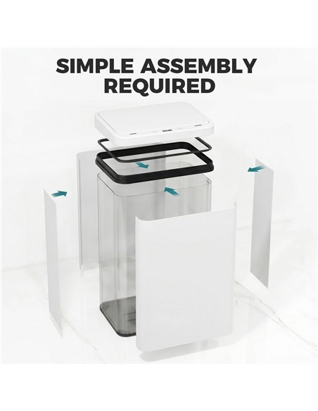 HOMCOM 40L Sensor Bin with Soft-Close Lid, Stainless Steel Automatic Touchless Motion Sensor Kitchen Bin, White - pic 203701 | FastDaddyshop