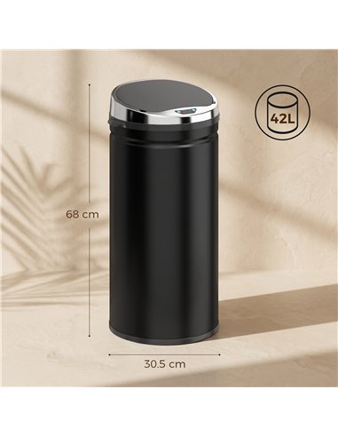 HOMCOM 42L Automatic Motion Sensor Rubbish Bin with Fingerprint Resistant, Stainless Steel, Black