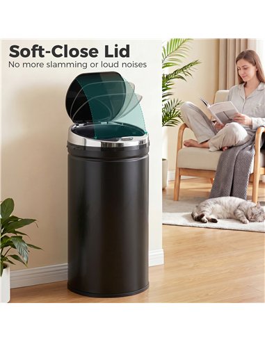 HOMCOM 42L Automatic Motion Sensor Rubbish Bin with Fingerprint Resistant, Stainless Steel, Black