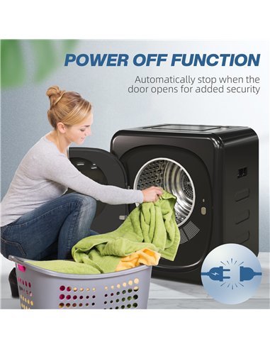 HOMCOM 4 kg Compact Tumble Dryer, with UV Sterilisation - Black
