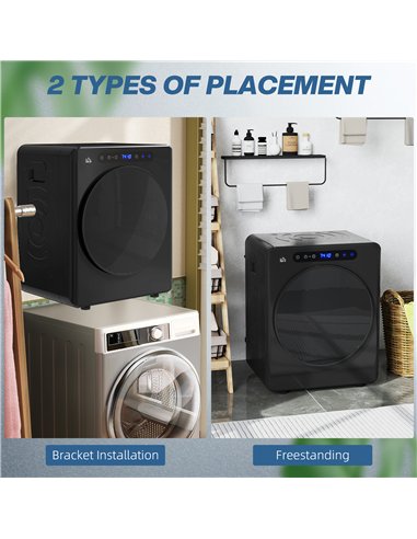 HOMCOM 4kg Compact 40-60℃  Tumble Dryer - Black