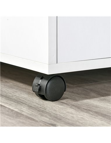 HOMCOM Multi-Storage Printer Stand Unit, Mobile Storage with Wheels, White-Oak