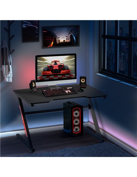 HOMCOM Racing Style Gaming Computer Desk with 2 Cable Managements, Black - pic 20375 | FastDaddyshop