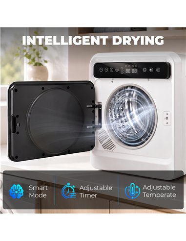HOMCOM 5kg Vented Tumble Dryer, 1000W Compact Tumble Dryer with Smart Drying, Freestanding Stackable Clothes Drying Machine