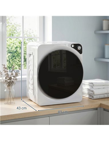 HOMCOM 5kg Vented Tumble Dryer, 1000W Compact Tumble Dryer with 5 Drying Modes, Stainless Steel Tub, White