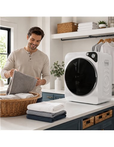 HOMCOM 5kg Vented Tumble Dryer, 1000W Compact Tumble Dryer with 5 Drying Modes, Stainless Steel Tub, White
