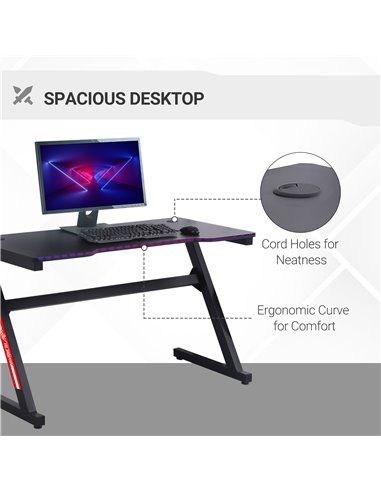 HOMCOM Racing Style Gaming Computer Desk with 2 Cable Managements, Black