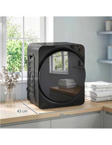HOMCOM 5kg Vented Tumble Dryer, 1000W Compact Tumble Dryer with 5 Drying Modes, Stainless Steel Tub, Black