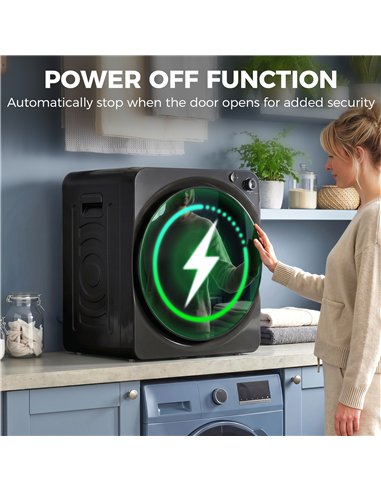 HOMCOM 5kg Vented Tumble Dryer, 1000W Compact Tumble Dryer with 5 Drying Modes, Stainless Steel Tub, Black