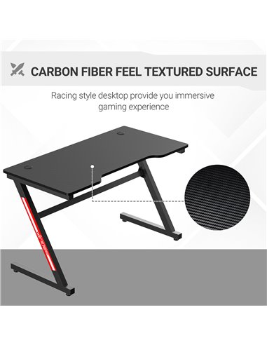 HOMCOM Racing Style Gaming Computer Desk with 2 Cable Managements, Black