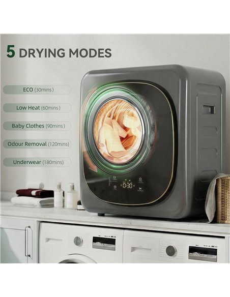 HOMCOM 4kg Vented Tumble Dryer with 5 Drying Mode, 800W Compact Freestanding Front Tumble Dryer, Grey - pic 203790 | FastDaddyshop