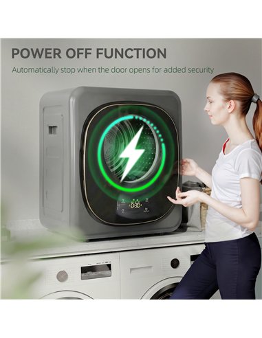 HOMCOM 4kg Vented Tumble Dryer with 5 Drying Mode, 800W Compact Freestanding Front Tumble Dryer, Grey