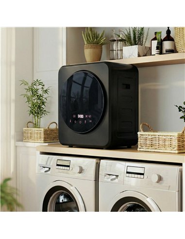 HOMCOM Vented Tumble Dryer, 4 kg Front Tumble Dryer with Stainless Steel Tub, 800W Compact Freestanding Black