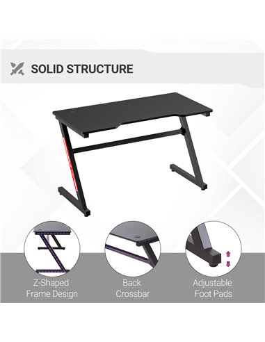 HOMCOM Racing Style Gaming Computer Desk with 2 Cable Managements, Black