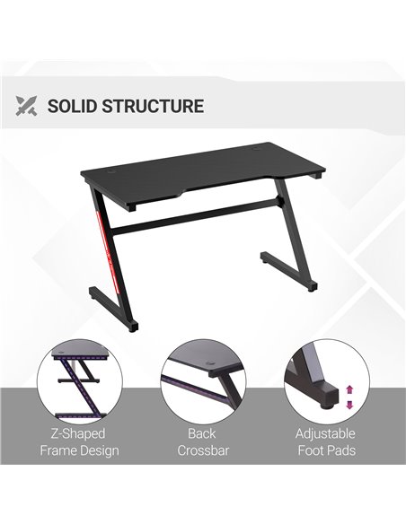 HOMCOM Racing Style Gaming Computer Desk with 2 Cable Managements, Black - pic 20380 | FastDaddyshop