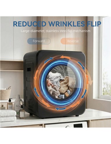 HOMCOM Vented Tumble Dryer, 4 kg Front Tumble Dryer with Stainless Steel Tub, 800W Compact Freestanding Black