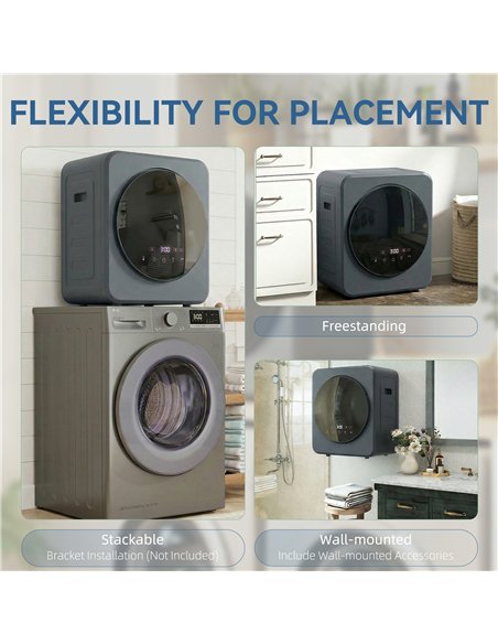 HOMCOM Vented Tumble Dryer, 4 kg Front Tumble Dryer with Stainless Steel Tub, 800W Compact Freestanding Grey - pic 203812 | FastDaddyshop