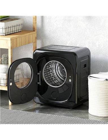 HOMCOM 4kg Vented Tumble Dryer with 5 Drying Mode, 800W Compact Freestanding Front Tumble Dryer, Black