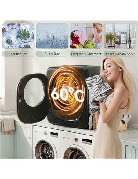 HOMCOM 4kg Vented Tumble Dryer with 5 Drying Mode, 800W Compact Freestanding Front Tumble Dryer, Black - pic 203820 | FastDaddyshop